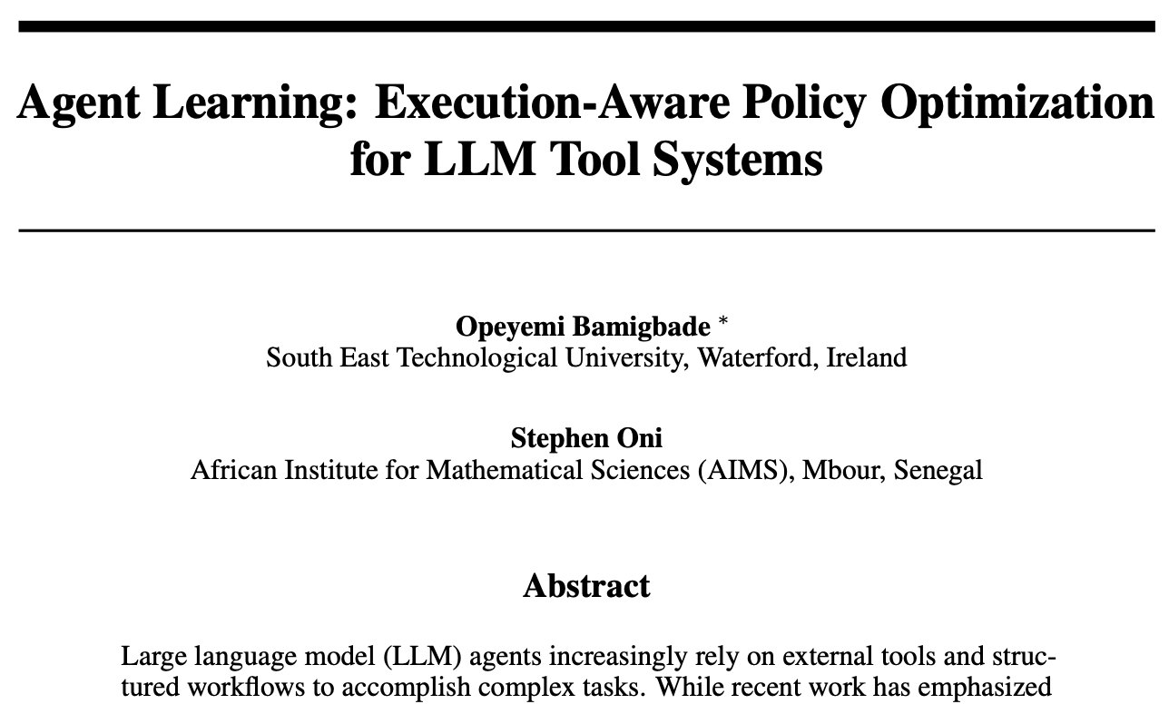 Agent Learning: Execution-Aware Policy Optimization for LLM Tool Systems